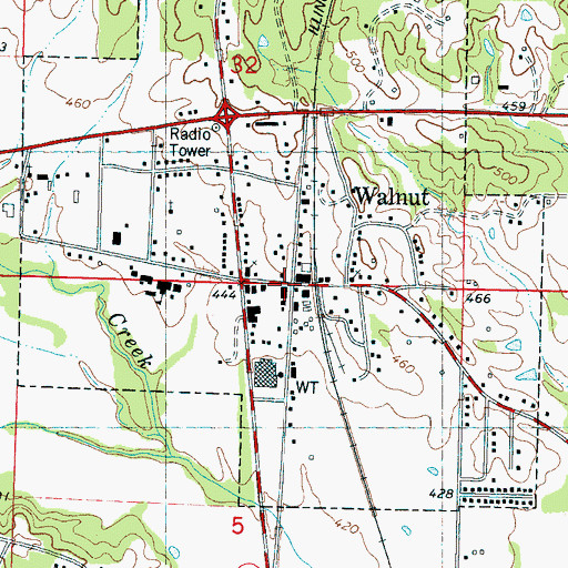 Topographic Map of Walnut Police Department, MS