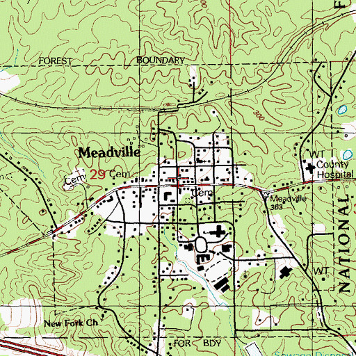 Topographic Map of Meadville Police Department, MS