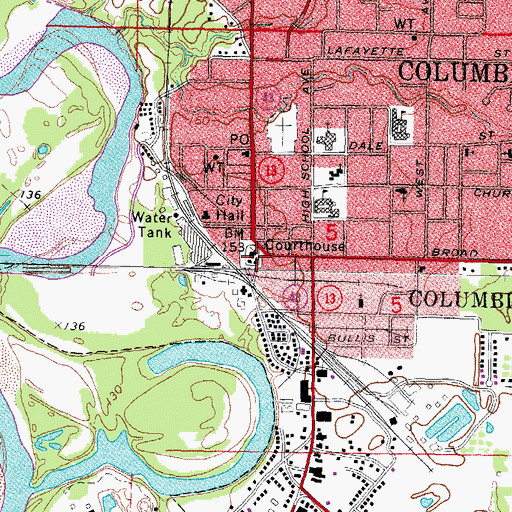 Topographic Map of Marion County Sheriff's Office, MS