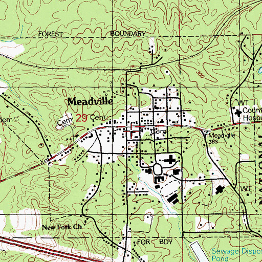Topographic Map of Franklin County Sheriff's Office, MS