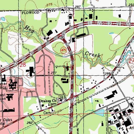 Topographic Map of Flowood Police Department, MS