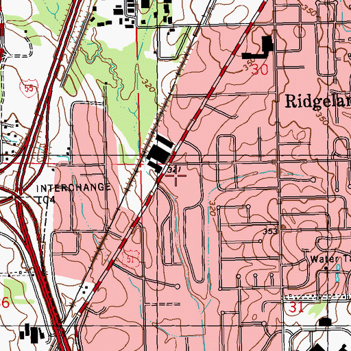 Topographic Map of Ridgeland Police Department, MS