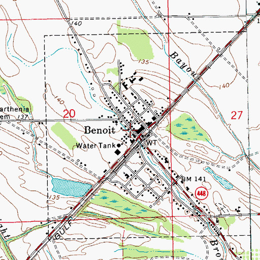 Topographic Map of Benoit Police Department, MS