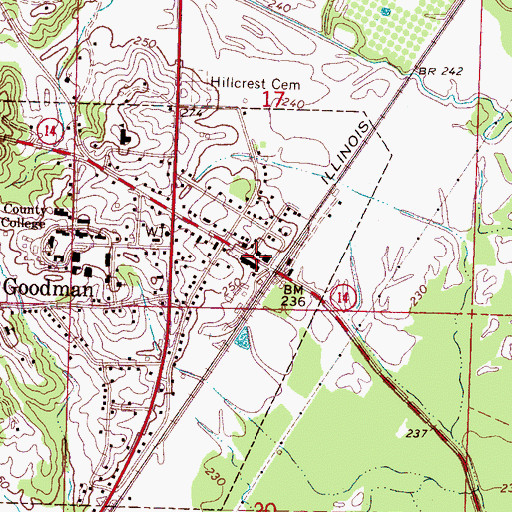 Topographic Map of Goodman Police Department, MS