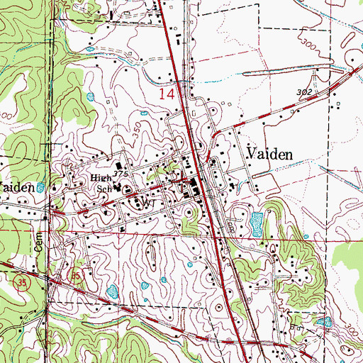 Topographic Map of Vaiden Police Department, MS