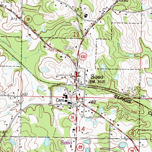 Topographic Map of Soso Police Department, MS