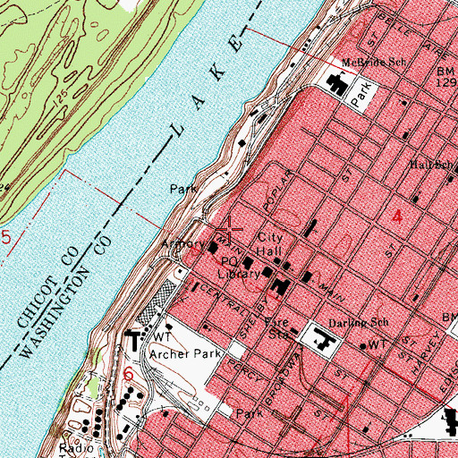 Topographic Map of Greenville Police Department, MS