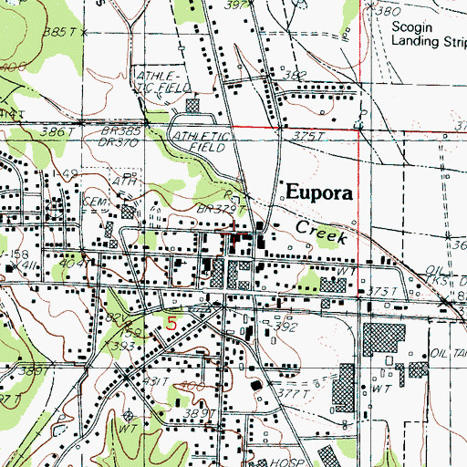 Topographic Map of Eupora Police Department, MS
