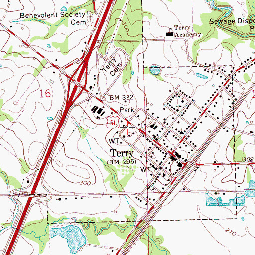 Topographic Map of Terry Police Department, MS