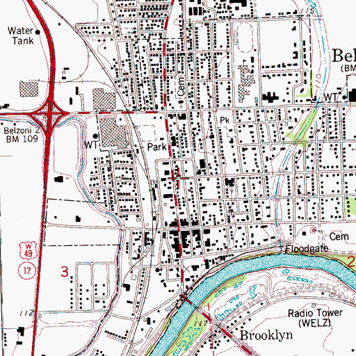 Topographic Map of Belzoni Police Department, MS
