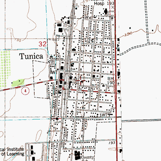 Topographic Map of Tunica County Sheriff's Office, MS