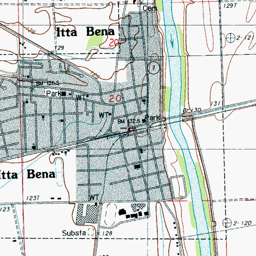 Topographic Map of Itta Bena Police Department, MS