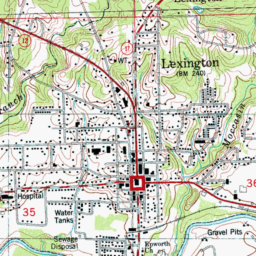 Topographic Map of Lexington City Police Department, MS