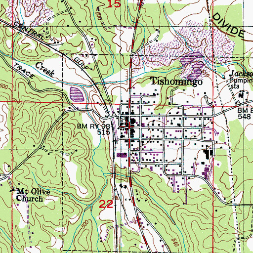 Topographic Map of Tishomingo Police Department, MS