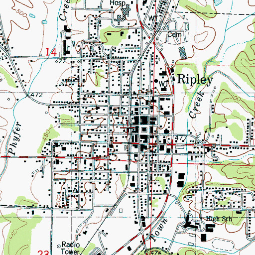 Topographic Map of Tippah County Sheriff's Office, MS