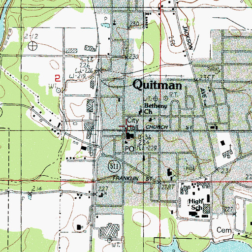 Topographic Map of Quitman City Police Department, MS