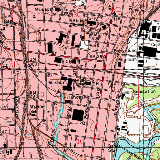 Topographic Map of Jackson Police Department, MS