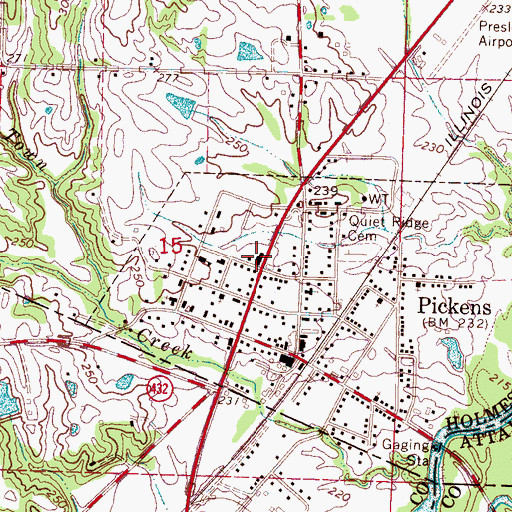 Topographic Map of Pickens Police Department, MS