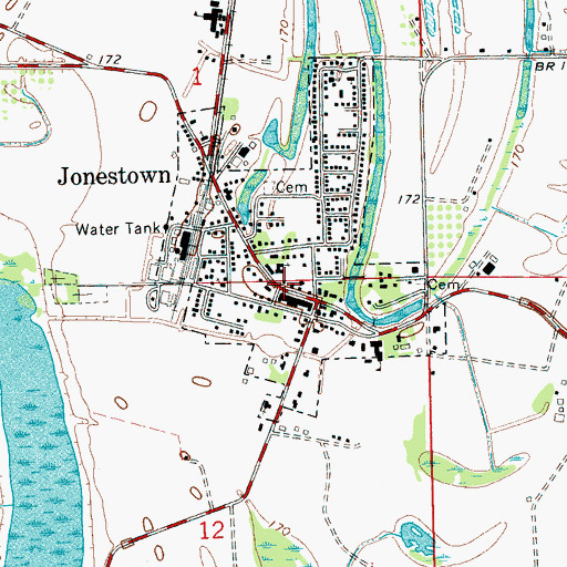 Topographic Map of Jonestown Police Department, MS