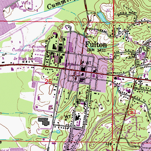 Topographic Map of Itawamba County Sheriff's Office, MS