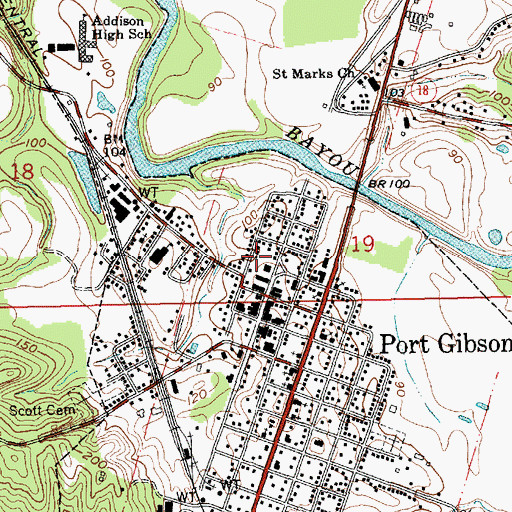 Topographic Map of Claiborne County Sheriff's Office, MS