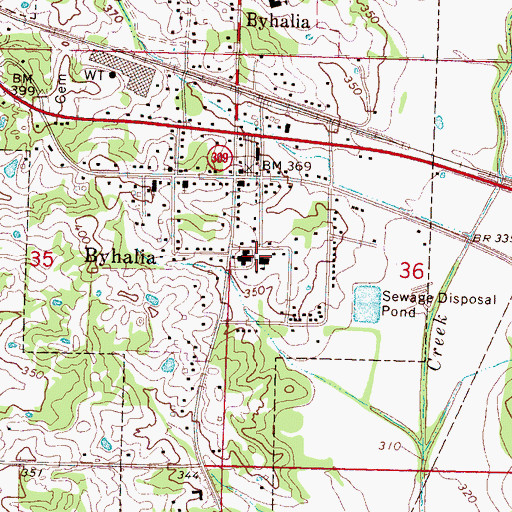 Topographic Map of Byhalia Police Department, MS