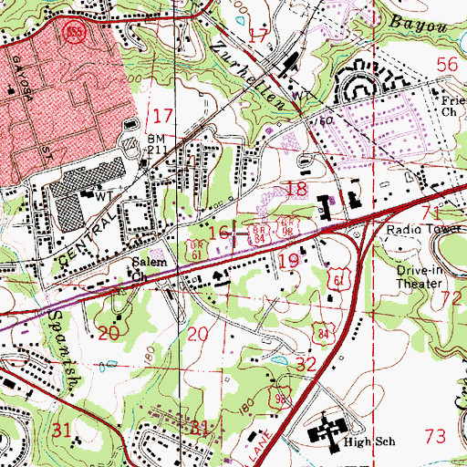 Topographic Map of Natchez Police Department, MS