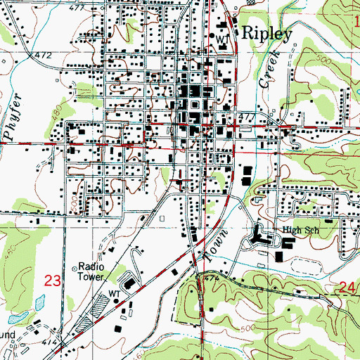 Topographic Map of Ripley City Police Department, MS