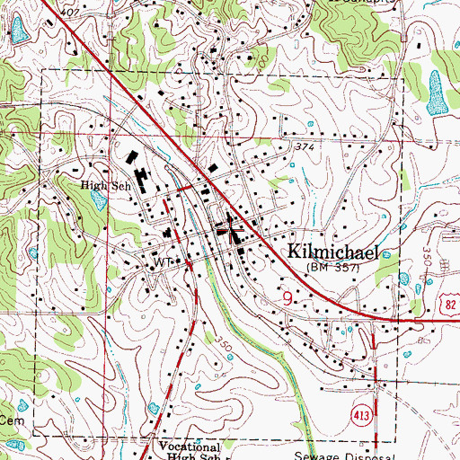 Topographic Map of Kilmichael City Police Department, MS