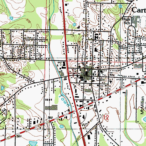 Topographic Map of Carthage Police Department, MS