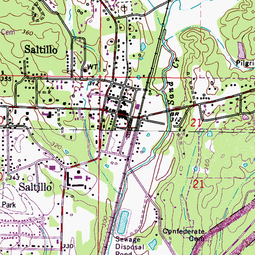 Topographic Map of Saltillo Police Department, MS