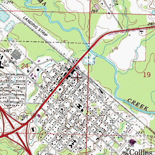 Topographic Map of Collins City Police Department, MS
