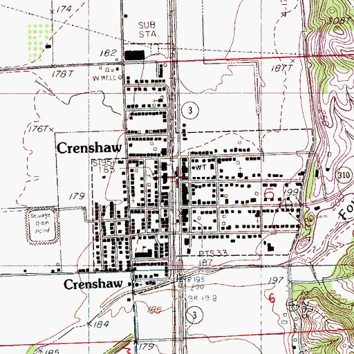 Topographic Map of Crenshaw Police Department, MS