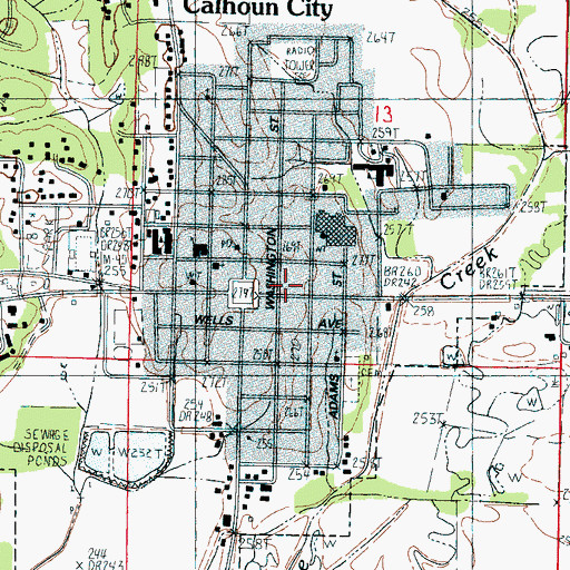 Topographic Map of Calhoun City Police Department, MS