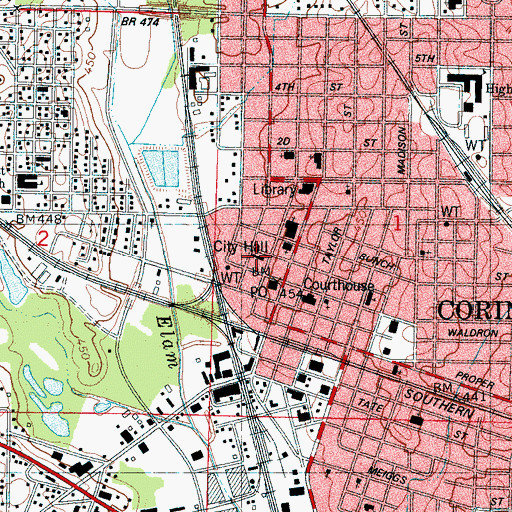 Topographic Map of Corinth Police Department, MS