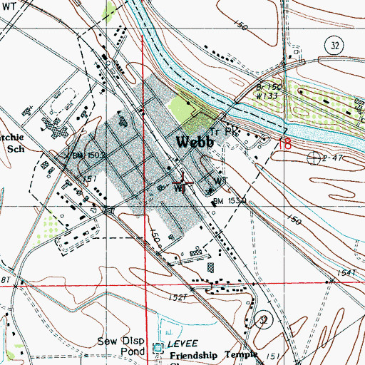 Topographic Map of Webb Town Police Department, MS