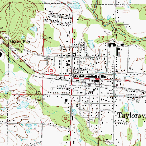 Topographic Map of Taylorsville Police Department, MS
