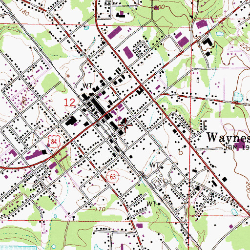 Topographic Map of Waynesboro Police Department, MS