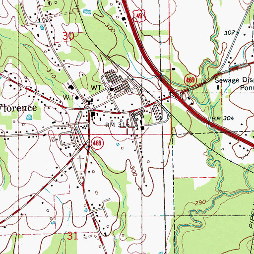 Topographic Map of Florence Police Department, MS