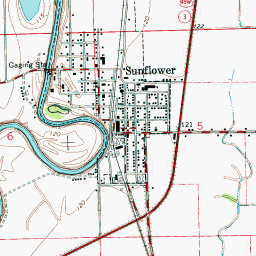 Topographic Map of Sunflower Police Department, MS