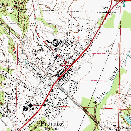 Topographic Map of Jefferson Davis County Sheriff's Office, MS