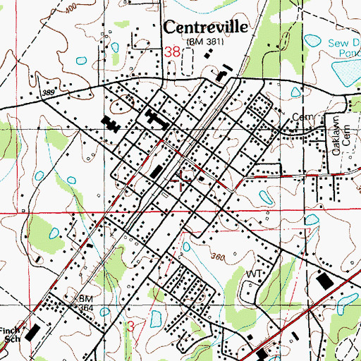 Topographic Map of Centreville Police Department, MS