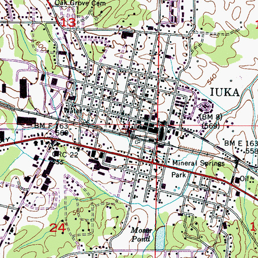 Topographic Map of Iuka Police Department, MS