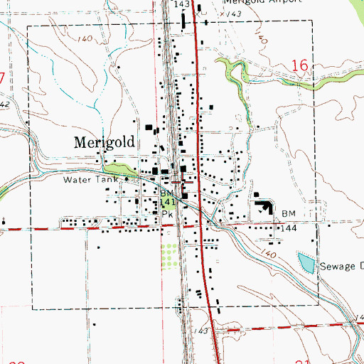 Topographic Map of Merigold Police Department, MS