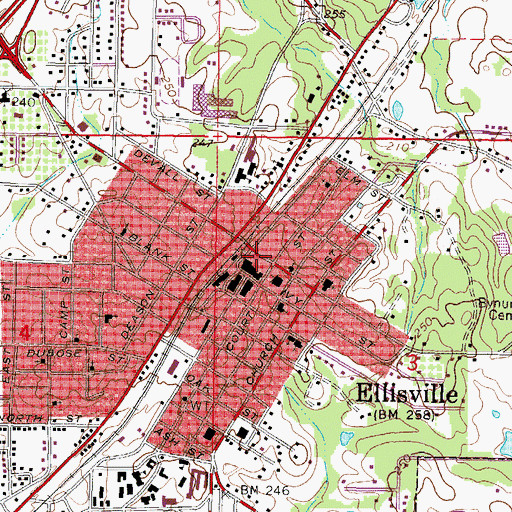 Topographic Map of Ellisville Police Department, MS