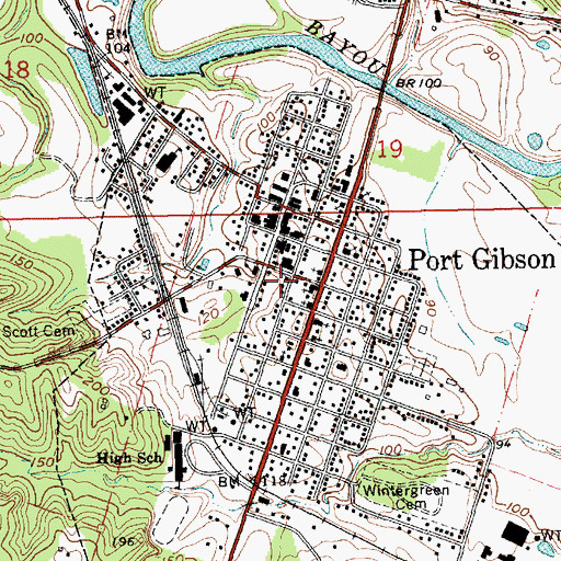 Topographic Map of Port Gibson Police Department, MS