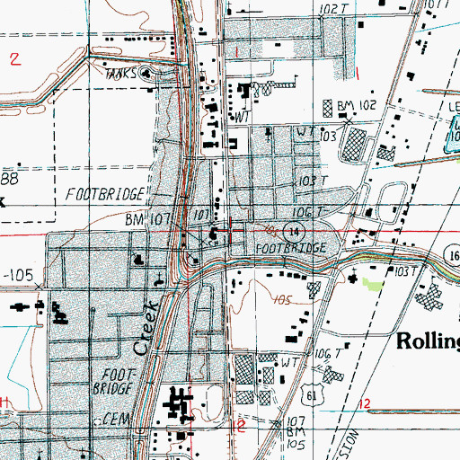 Topographic Map of Rolling Fork Police Department, MS