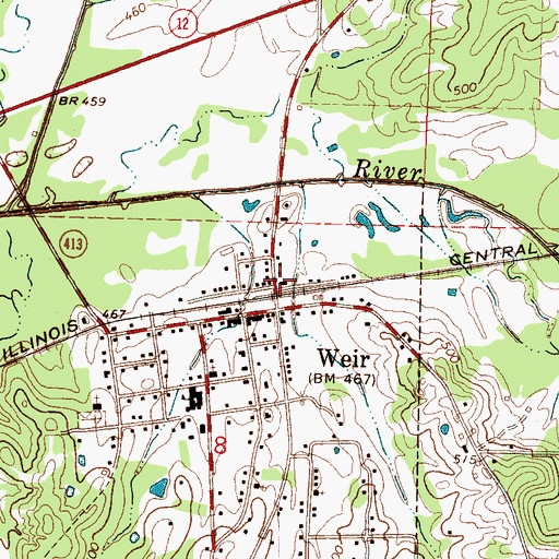 Topographic Map of Weir Police Department, MS