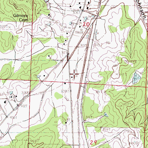 Topographic Map of Yalobusha County Sheriff's Office, MS
