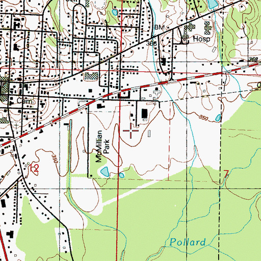 Topographic Map of Leake County Sheriff's Office, MS
